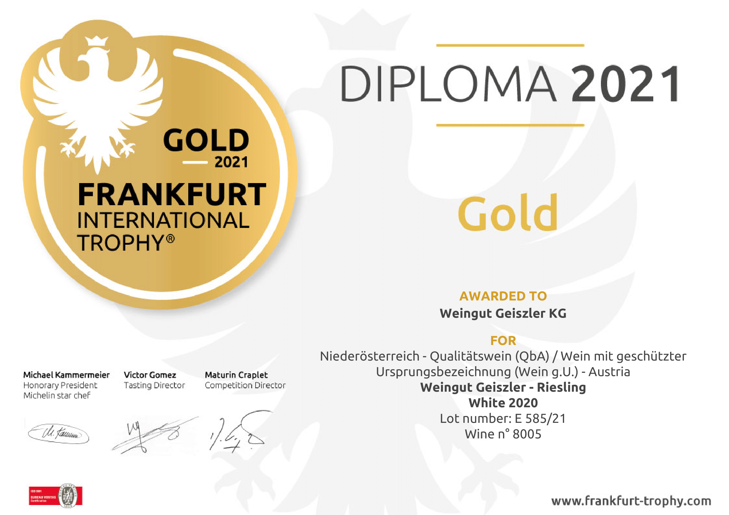 Frankfurt Gold 2021 Riesling