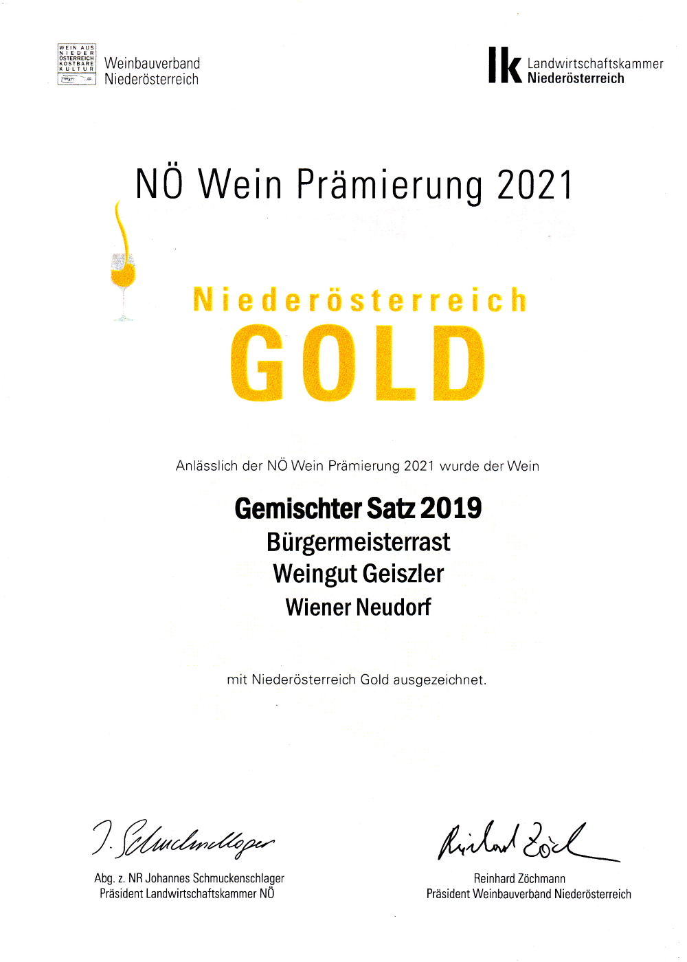 Niederösterreich Gold 2021 Gemischter Satz