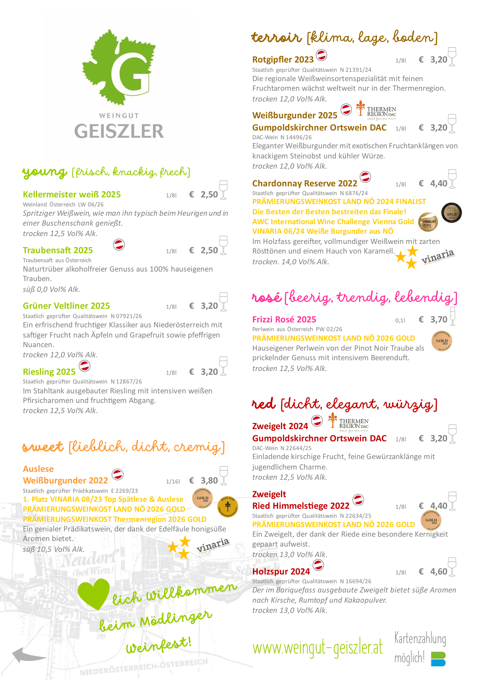 Mödlinger Weinfest Getränkekarte